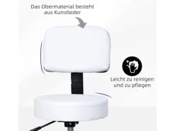 HOMCOM Höhenverstellbarer Arbeitshocker mit Lehne Drehbar Ø35 x 72-84 cm