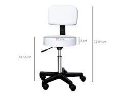 HOMCOM Höhenverstellbarer Arbeitshocker mit Lehne Drehbar Ø35 x 72-84 cm