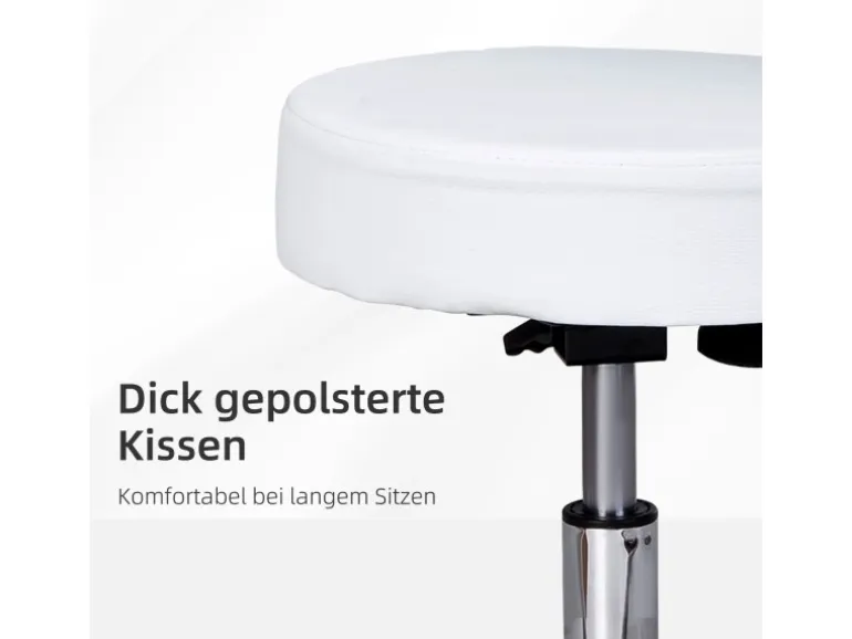 HOMCOM Höhenverstellbarer Arbeitshocker mit Lehne Drehbar Ø35 x 72-84 cm
