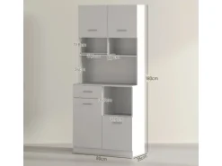 HOMCOM Küchenschrank Hochschrank MDF Weiß 80L x 35B x 180H cm