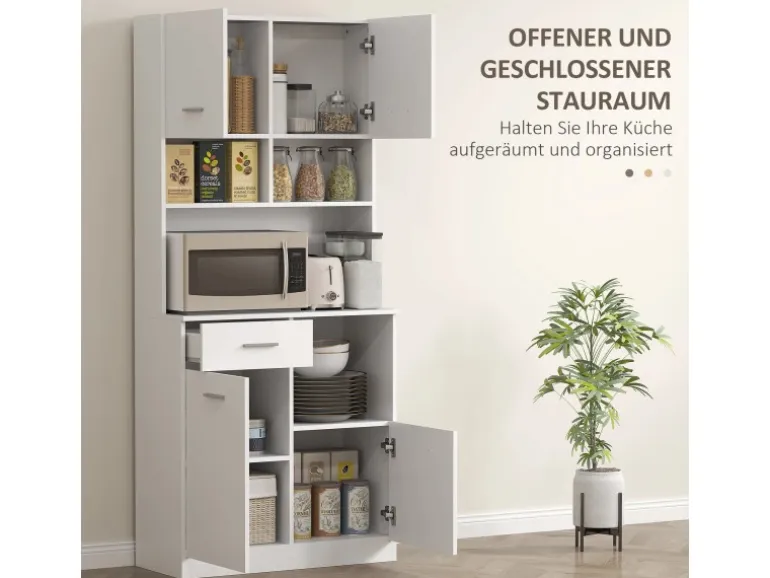 HOMCOM Küchenschrank Hochschrank MDF Weiß 80L x 35B x 180H cm