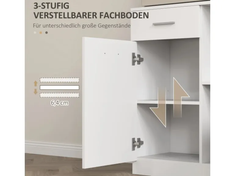 HOMCOM Küchenschrank Hochschrank MDF Weiß 80L x 35B x 180H cm