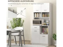 HOMCOM Küchenschrank Hochschrank MDF Weiß 80L x 35B x 180H cm