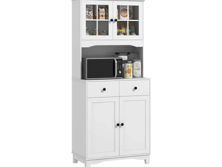 HOMCOM Küchenschrank Hochschrank Spanplatte Weiß 74,5L x 40B x 172H cm