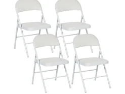 HOMCOM Klappstuhl Stahl Kunstleder 46L x 45B x 78H cm Weiß