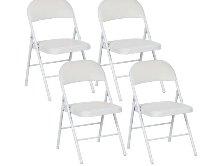 HOMCOM Klappstuhl Stahl Kunstleder 46L x 45B x 78H cm Weiß