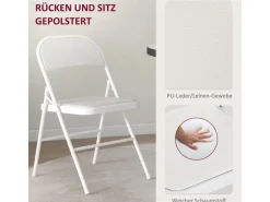 HOMCOM Klappstuhl Stahl Kunstleder 46L x 45B x 78H cm Weiß