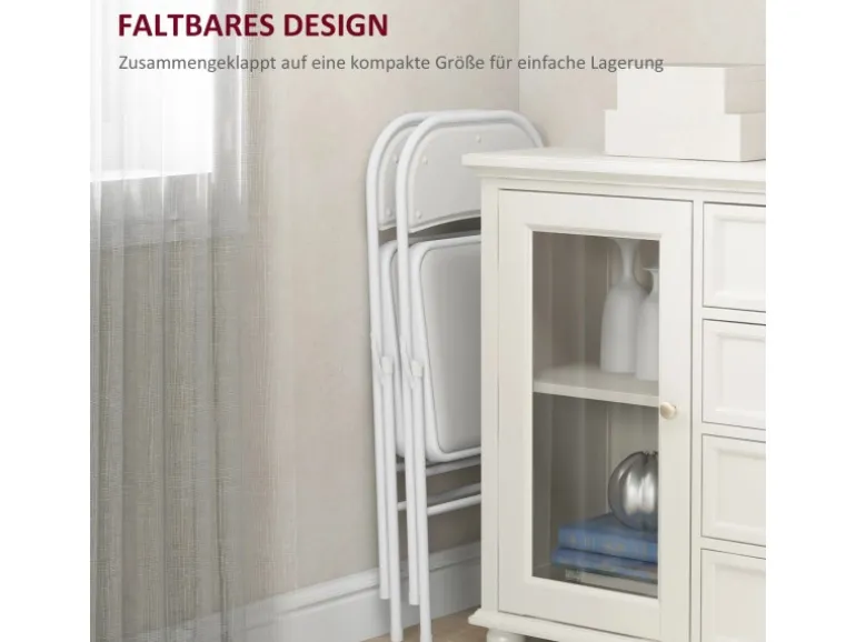 HOMCOM Klappstuhl Stahl Kunstleder 46L x 45B x 78H cm Weiß