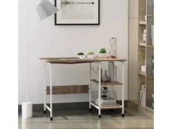 HOMCOM Klapptisch Mobiler Computertisch mit Rollen MDF Natur 107 x 55 x 76 cm
