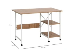 HOMCOM Klapptisch Mobiler Computertisch mit Rollen MDF Natur 107 x 55 x 76 cm
