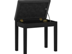HOMCOM Klavierbank Gummiholz Kunstleder 55L x 34B x 50H cm Schwarz
