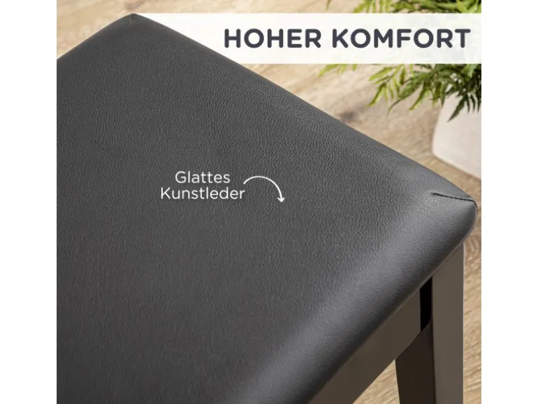 HOMCOM Klavierbank mit Stauraum Lederkissen Schwarz 75 x 35 x 49 cm