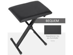 HOMCOM Klavierhocker Höhenverstellbar Zusammenklappbar Schwarz 39 x 29 x 37-47cm