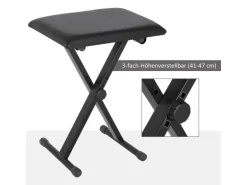 HOMCOM Klavierhocker Höhenverstellbar Zusammenklappbar Schwarz 39 x 29 x 37-47cm