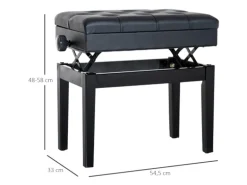 HOMCOM Klavierhocker mit Stauraum Höhenverstellbar 54,5 x 33 x 48-58 cm