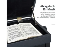 HOMCOM Klavierhocker mit Stauraum Höhenverstellbar 54,5 x 33 x 48-58 cm