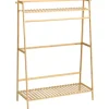 HOMCOM Kleiderständer mit Kleiderhaken Bambus Naturholz 114L x 40B x 139H cm