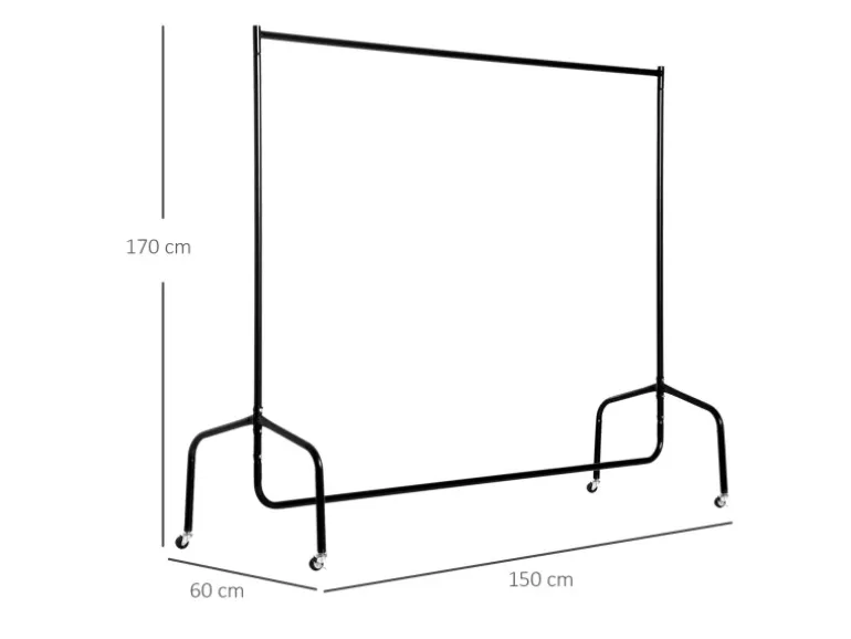 HOMCOM Kleiderständer Wäscheständer Rollgarderobe 150 x 60 x 170 cm