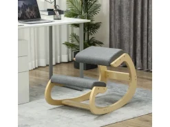 HOMCOM Kniestuhl für Homeoffice Buchenholz Grau 54,5L x 85B x 54H cm