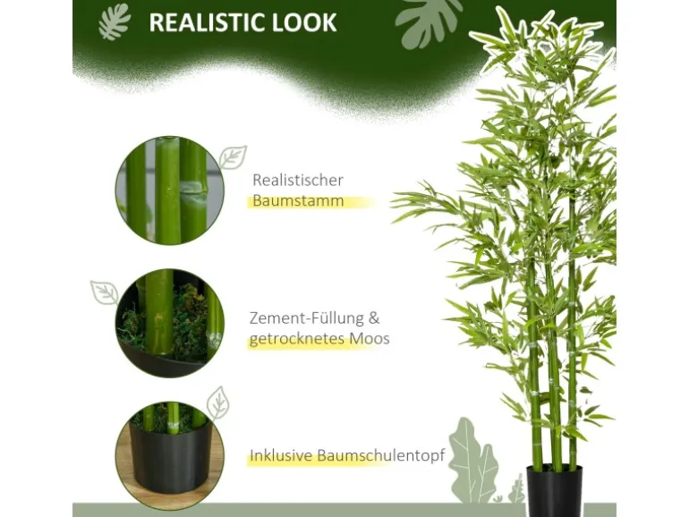 HOMCOM Künstlicher Bambus Kunstmoos 150 cm