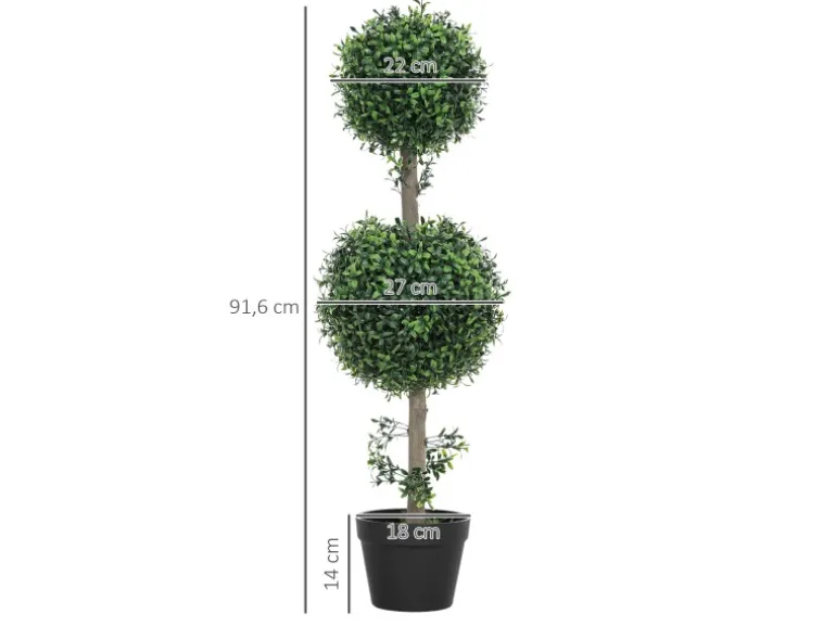 HOMCOM Künstlicher Buchsbaum 2er-Set Groß 91,6 cm
