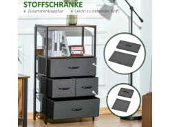 HOMCOM Kommode mit 4 Schubladen Aufbewahrungsschrank Kommodenschrank Schwarz