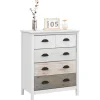 HOMCOM Kommode mit 5 Schubladen Griff Kippschutz Weiß 70 x 38 x 85 cm
