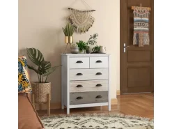 HOMCOM Kommode mit 5 Schubladen Griff Kippschutz Weiß 70 x 38 x 85 cm