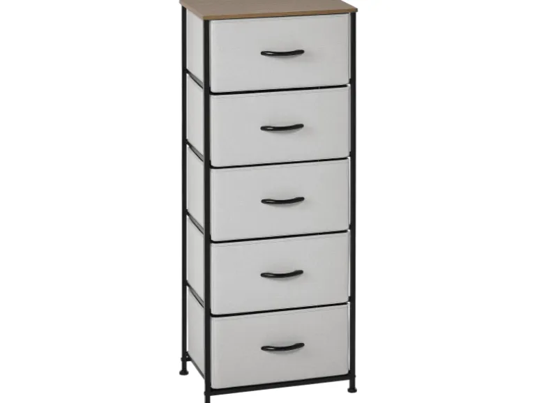 HOMCOM Kommode Sideboard mit 5 Klappbaren Schubladenschrank Grau