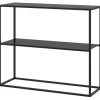HOMCOM Konsolentisch mit 2 Ebenen Kippschutz Stahl 90 x 30 x 75 cm Schwarz