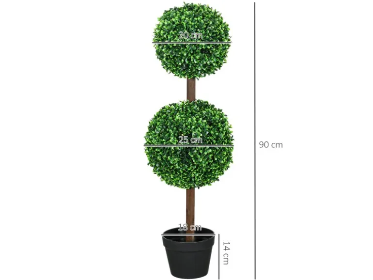 HOMCOM Kunstpflanze Kunststoff Zement 18L x 18B x 90H cm