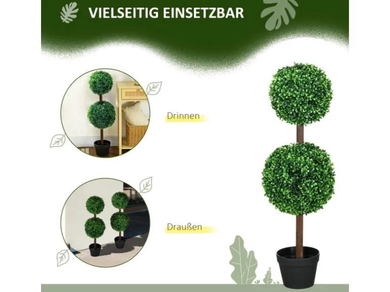 HOMCOM Kunstpflanze Kunststoff Zement 18L x 18B x 90H cm