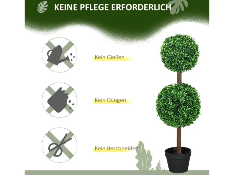 HOMCOM Kunstpflanze Kunststoff Zement 18L x 18B x 90H cm