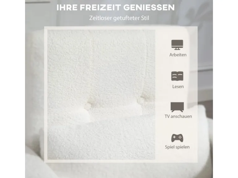 HOMCOM Loungesessel Sessel mit Lendenkissen Gepolstert Polstersessel Weiß