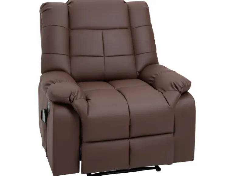 HOMCOM Massagesessel Elektrisch Kunstleder Holz Stahl Braun 94 x 99 x 99 cm