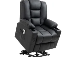 HOMCOM Massagesessel Kunstleder Stahl Schwarz 90L x 98B x 102H cm