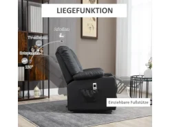 HOMCOM Massagesessel Kunstleder Stahl Schwarz 90L x 98B x 102H cm