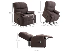 HOMCOM Massagesessel Polyester Holz Metall Schaumstoff Braun 83B x 95T x 105H cm