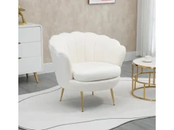 HOMCOM Polstersessel Polyester Schaumstoff Weiß 79L x 77B x 77H cm