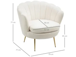 HOMCOM Polstersessel Polyester Schaumstoff Weiß 79L x 77B x 77H cm