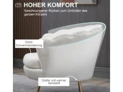 HOMCOM Polstersessel Polyester Schaumstoff Weiß 79L x 77B x 77H cm