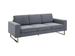 HOMCOM Polstersofa mit Kissen Armlehne Leinen 200 x 82 x 78 cm