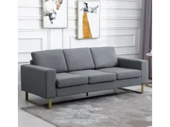 HOMCOM Polstersofa mit Kissen Armlehne Leinen 200 x 82 x 78 cm