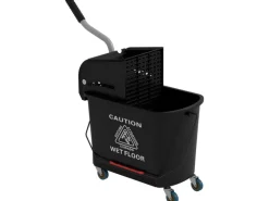 HOMCOM Putzwagen mit Wischmopp Kunststoff Schwarz 60L x 27B x 70,5H cm