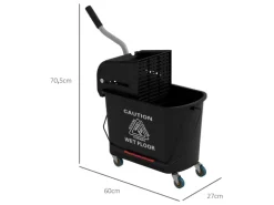 HOMCOM Putzwagen mit Wischmopp Kunststoff Schwarz 60L x 27B x 70,5H cm