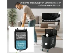 HOMCOM Putzwagen mit Wischmopp Kunststoff Schwarz 60L x 27B x 70,5H cm