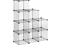 HOMCOM Regalsystem aus Stahldraht DIY 9 Fächer Schwarz 35 x 35 x 35 cm Je Würfel