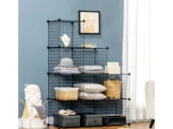 HOMCOM Regalsystem aus Stahldraht DIY 9 Fächer Schwarz 35 x 35 x 35 cm Je Würfel
