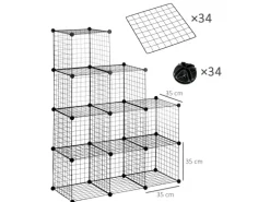 HOMCOM Regalsystem aus Stahldraht DIY 9 Fächer Schwarz 35 x 35 x 35 cm Je Würfel