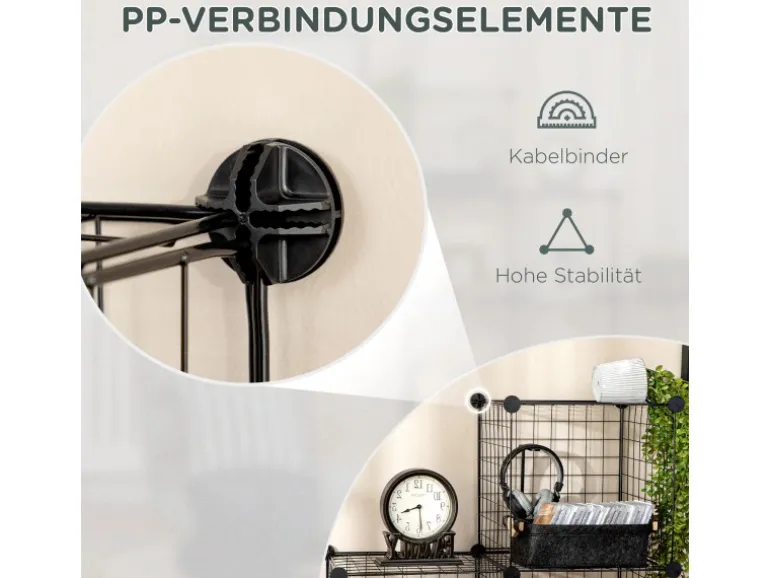 HOMCOM Regalsystem aus Stahldraht DIY 9 Fächer Schwarz 35 x 35 x 35 cm Je Würfel